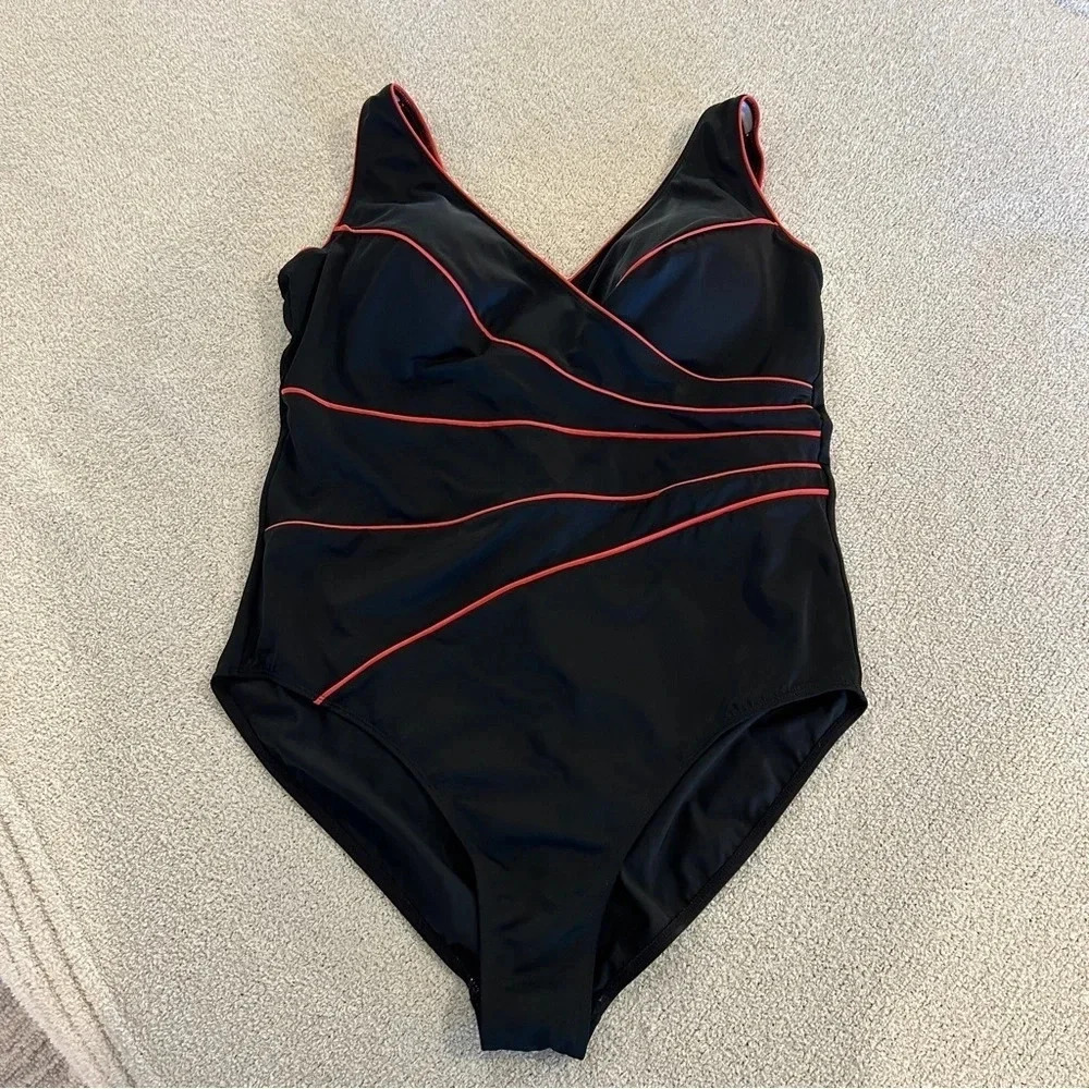 Womenāsā Black & Red One Piece Delimira Swimsuit | Size 18 Plus